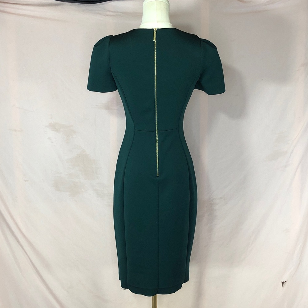 Calvin Klein Tailored Dark Green Midi Dress with Short Sleeves Size Small 2 - Picture 8 of 15